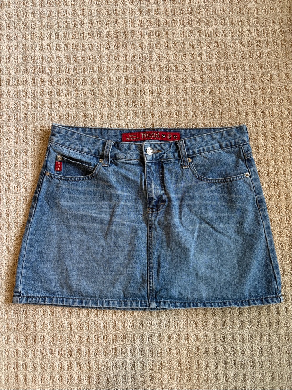Y2K Mudd Blue Denim Mini Skirt with Front Pockets